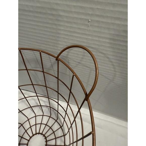 Industrial Style Round Copper Tone Metal Wire Storage Basket w/ Handles - Picture 3 of 10